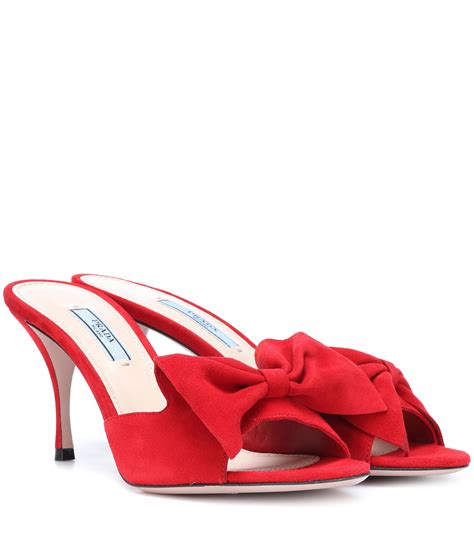 prada suede bow mules|prada driving loafers women's.